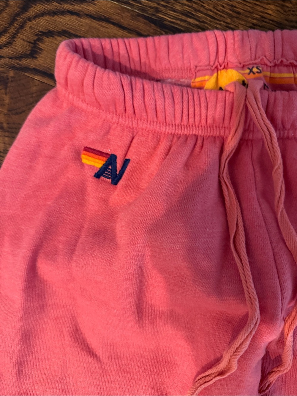 Aviator Nation Pink Sweatpants with Orange & Red Side Stripes - Picture 2 of 3